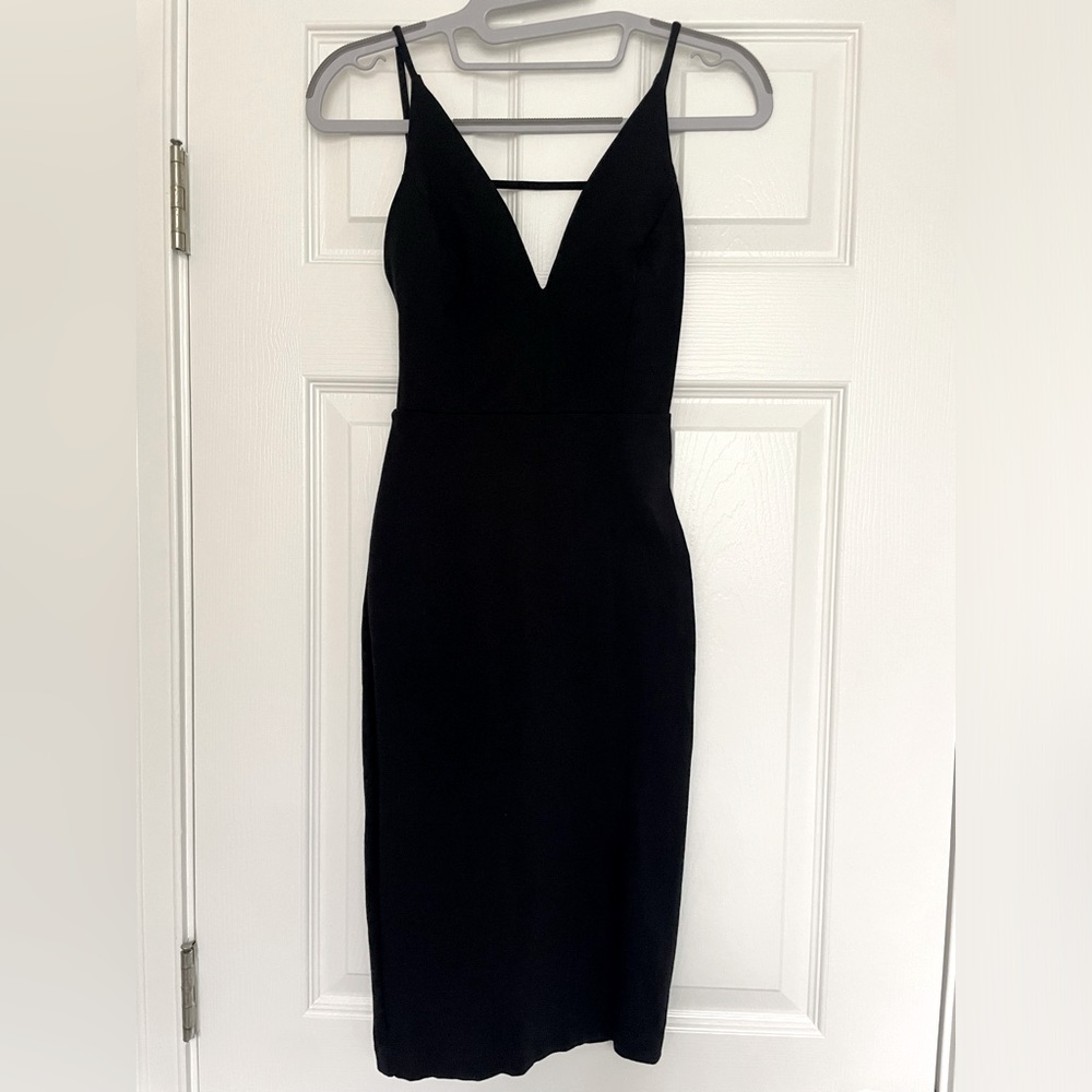 Lulu's Black V-Neck Spaghetti Strap Mini Dress